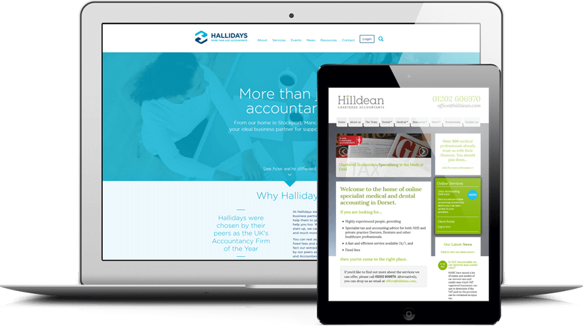 Websites for accountants on various devices